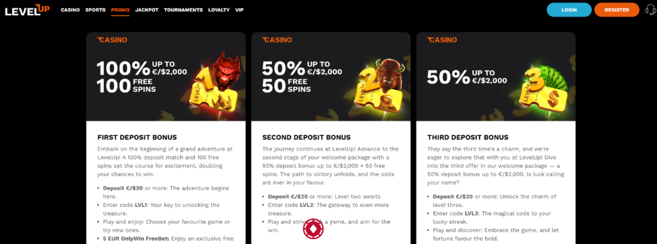 LevelUp Casino bonus